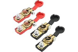 ZUDKSUY 4Pcs Universal Battery Terminal Clamp with Plastic Cap Clips, Car Positive and Negative Terminal Clamps, Copper Adapt