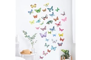 AOWDIAO Watercolor Butterfly Peel and Stick Wall Decals for Girls Bedroom Nursery Room Decor