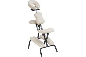 PayLessHere Massage Chair Portable Tattoo Chair Folding Height Adjustable 2 Inch Thick Sponge Light Weight Therapy Chairs Carring Bag Face Cradle Travel Spa Chairs,Cream