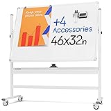 Rolling Dry Erase Board 46 x 32 - Large Portable