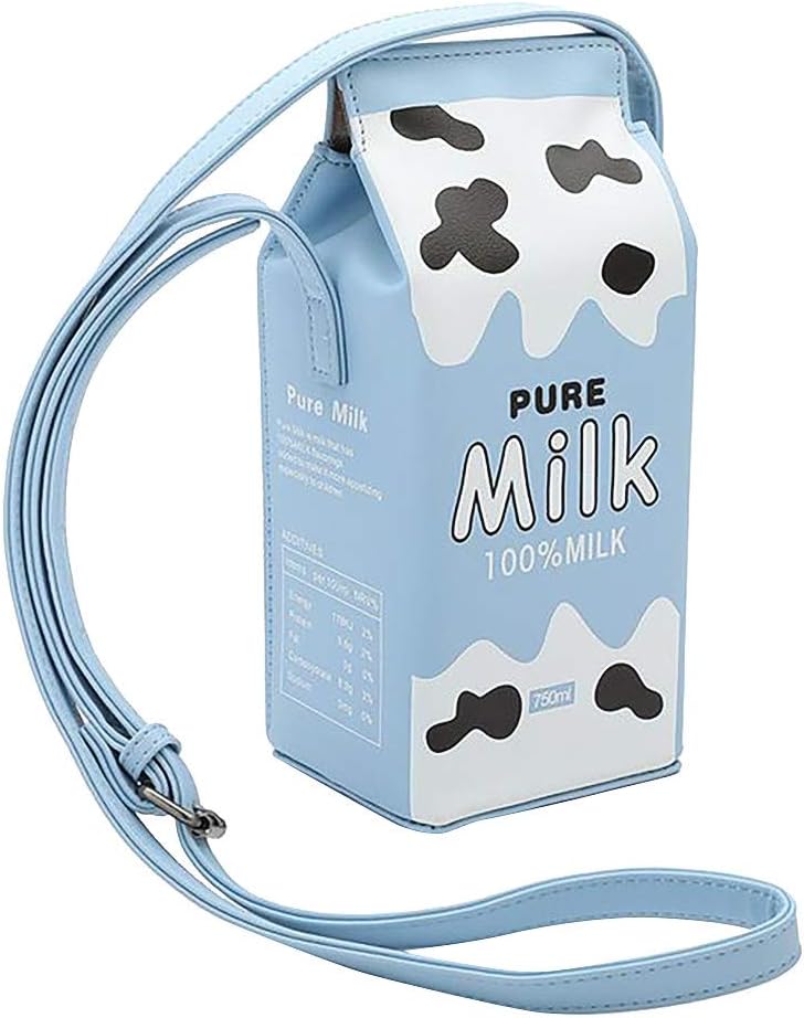 Hurrybuy Girl Leather Cross Body Bag Milk Shaped Creative Single Shoulder Bag Fashion Bag