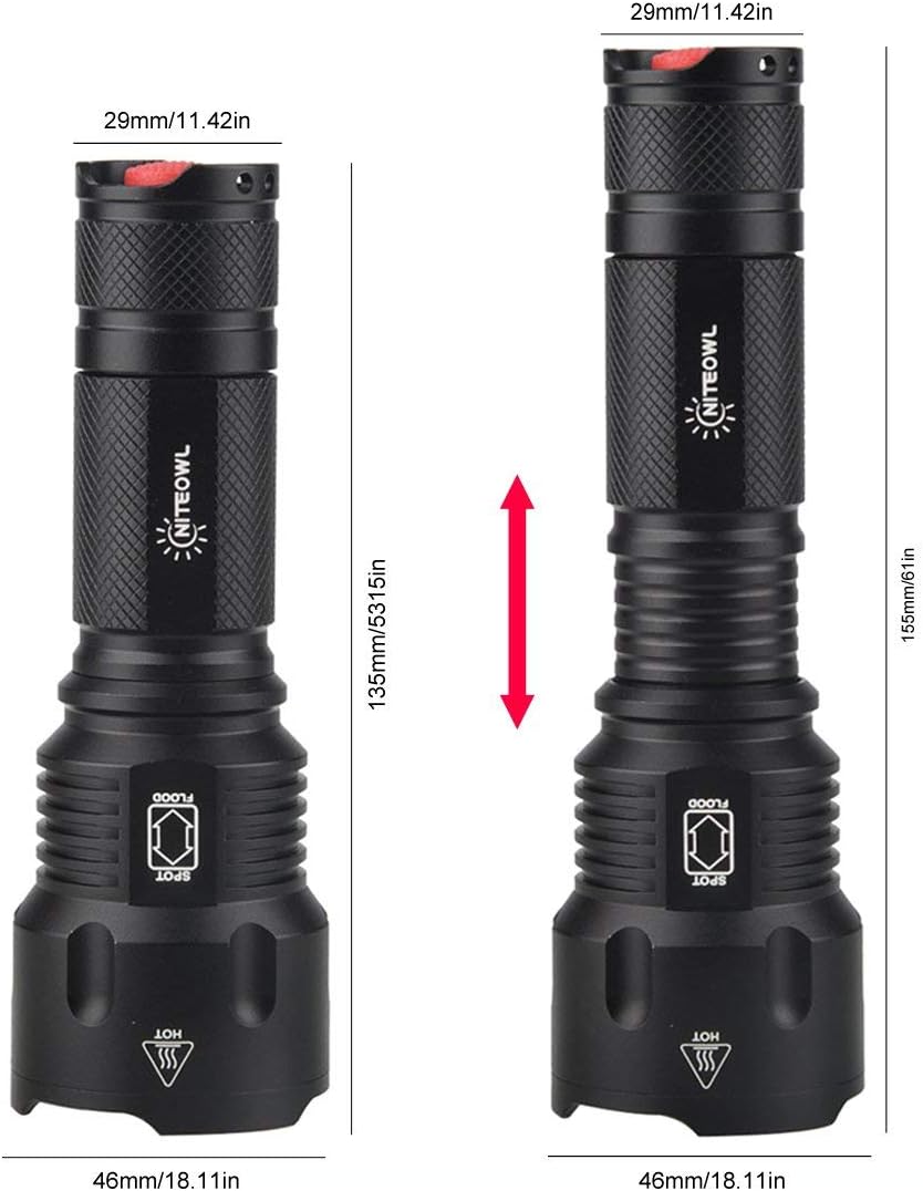 NiteOwl Super Bright Tactical LED AAA Flashlight, Handheld, Water Resistant, Zoomable, 5 Modes, High Lumens, Perfect for Camping, Hunting, Any Outdoor Use (AAA Batteries Included) - - 