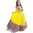 CAFELE Girls Mexican Traditional Dress National Style Dancer Fancy Princess Dress Halloween Carnival Birthday Party Costumes