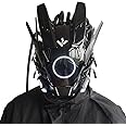 KYEDAY Punk Mask Cosplay for Men, Round Light with Braids Mask Cosplay Halloween Fit Party Music Festival Accessories