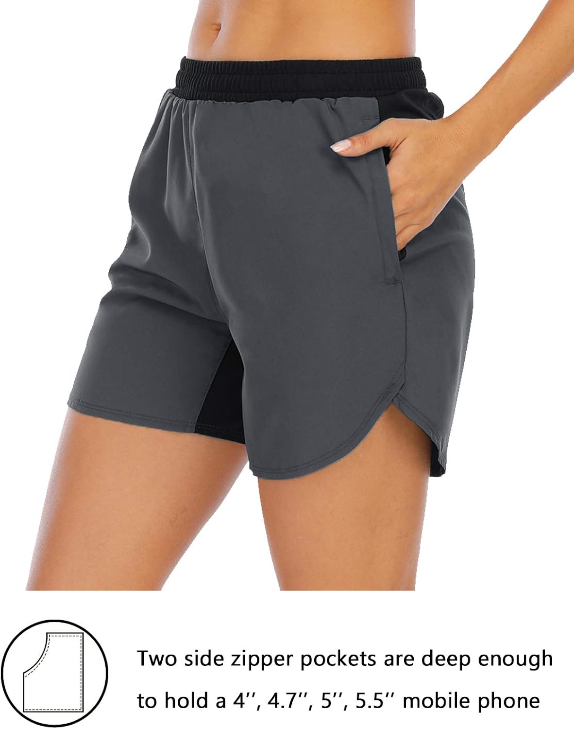XIEERDUO Women's 5'' Workout Running Shorts with Mesh Liner Zipper Pockets Gym Training Quick Dry: Clothing