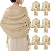 Simlakey 6 Pcs Winter Scarf for Women Faux Pashmina Shawl Wraps Warm Scarves 79x28 for Wedding Evening Dress Bridesmaid Gift
