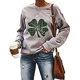 KKG Womens St. Patrick's Day Casual Sweatshirt Long Sleeve Shirts Irish Cute Clover Shamrock Pullover Tops
