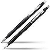 Cross Classic Century Refillable Pen & Pencil Gift Set Presented in a Luxury Gift Box - Medium Point, Black Ink, Black & Chro