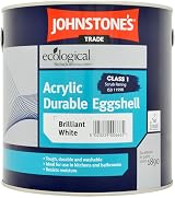Johnstones Trade Acrylic Eggshell Brilliant White 2.5 Litre Durable Paint