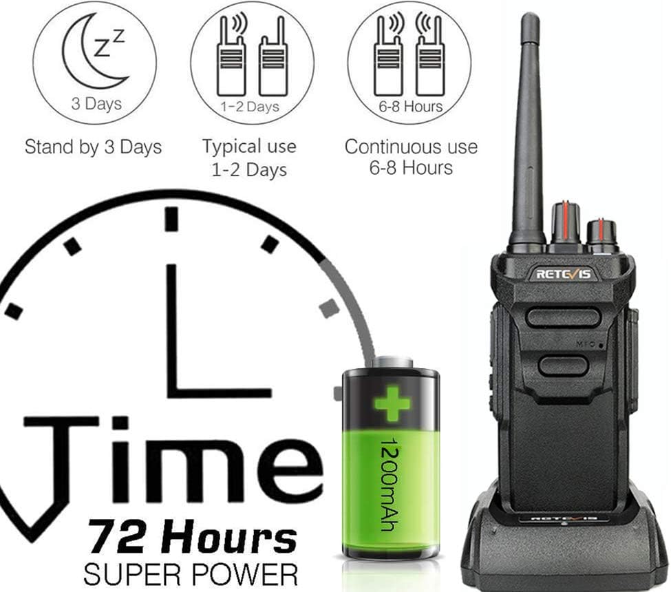 Retevis RT648 Walkie Talkies, Waterproof Two Way Radio IP67, Heavy Duty, PMR446, USB Charging Base, VOX - Image 4