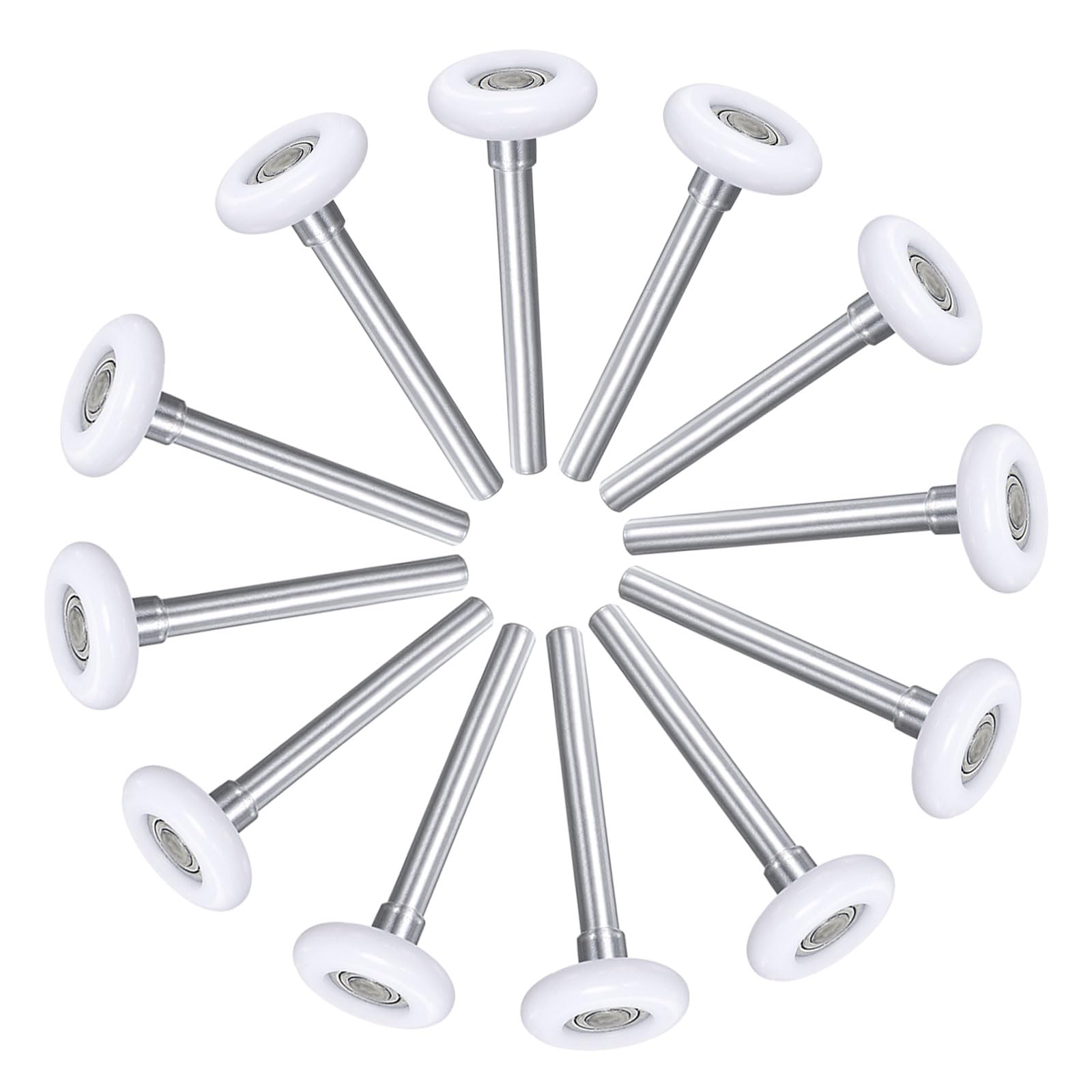 uxcell 12pcs Garage Door Rollers, 2" Nylon Roller for 2" Garage Track, 4.25" Stem, 8 Balls Sealed Bearing, for Commercial and Residential Garage Doors, White