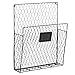 Wall Mounted Rustic Style Chicken Wire Black Metal Magazine Organizer Basket Rack w/Chalkboard Label
