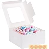Moretoes 4 Pack 10x10x5 Inches Cake Boxes White Bakery Containers | Pre-folded Containers, Disposable White Cake Carrier, Easy to Assemble for Halloween, Christmas, for Cupcake Cookie Pie