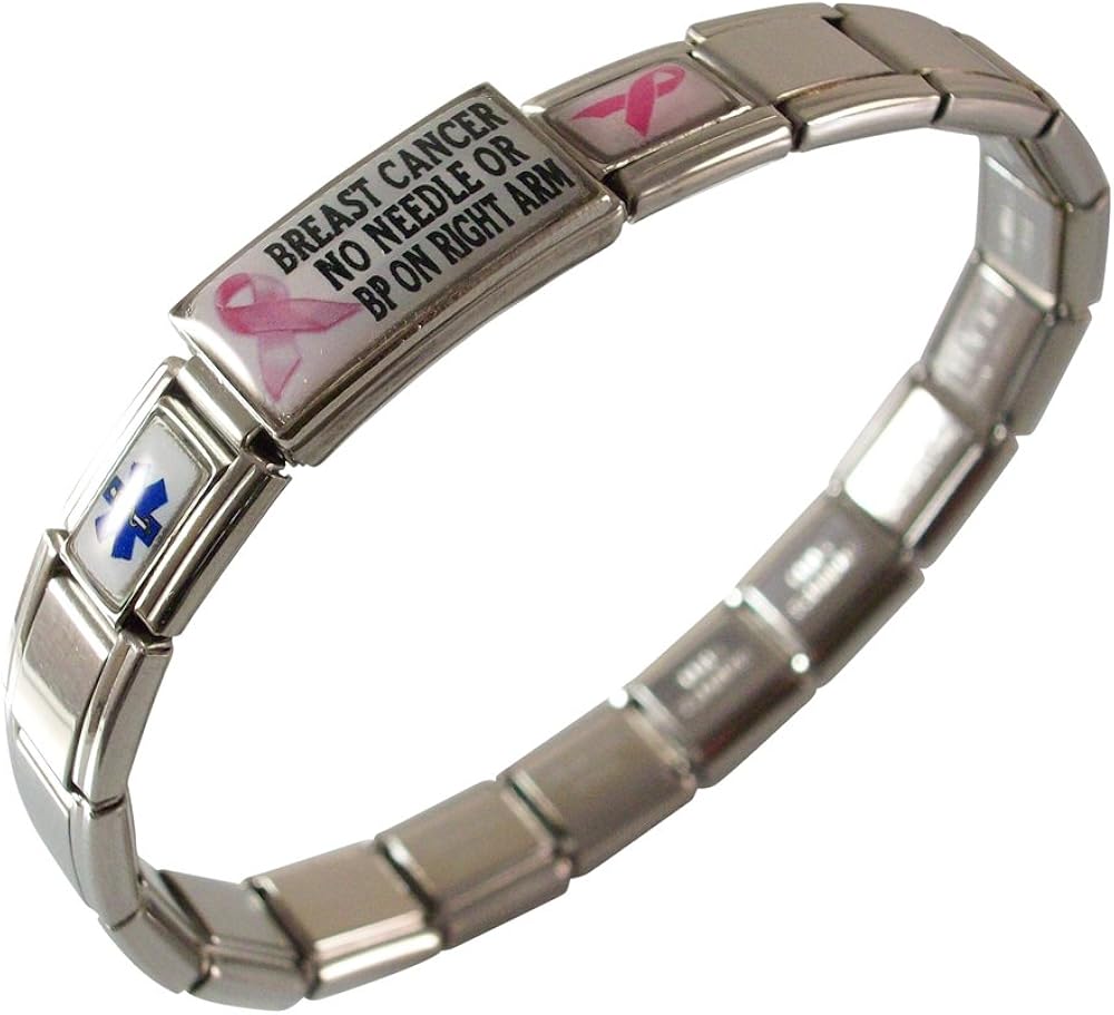 Breast Cancer Medical Alert ID Bracelet No Needle or Blood
