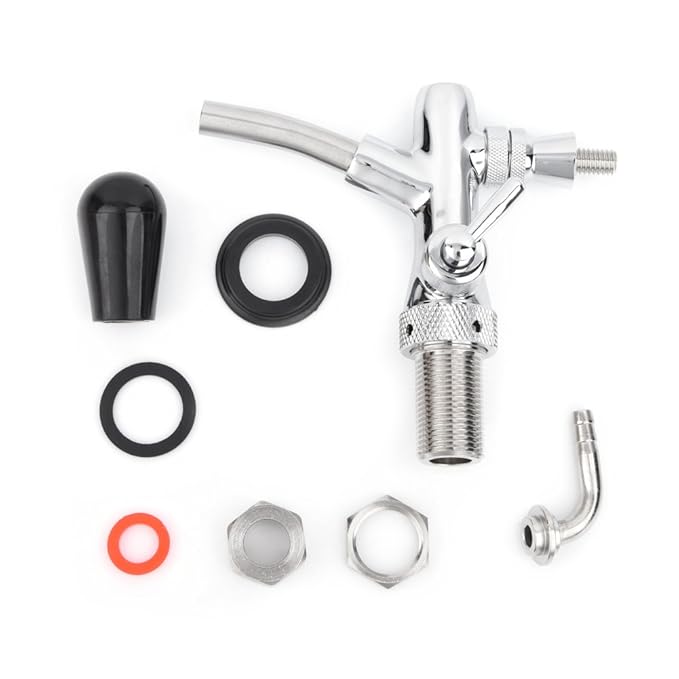 G5 / 8 Einstellbare Bierhahn Edelstahl Gold 0026 Splitter Überzug Wasserhahn Draft Shank Homebrew Küche Bar(Silber)
