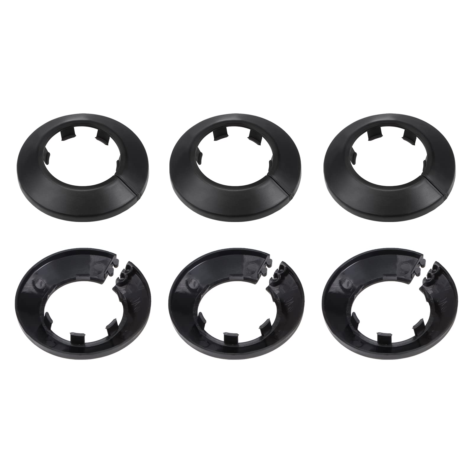 DTGN 72x13mm(DxT) Pipe Cover Decoration - 6Pack - Good for Bathroom Kitchen 40mm Dia Pipe - PP Plastic Escutcheon - Black