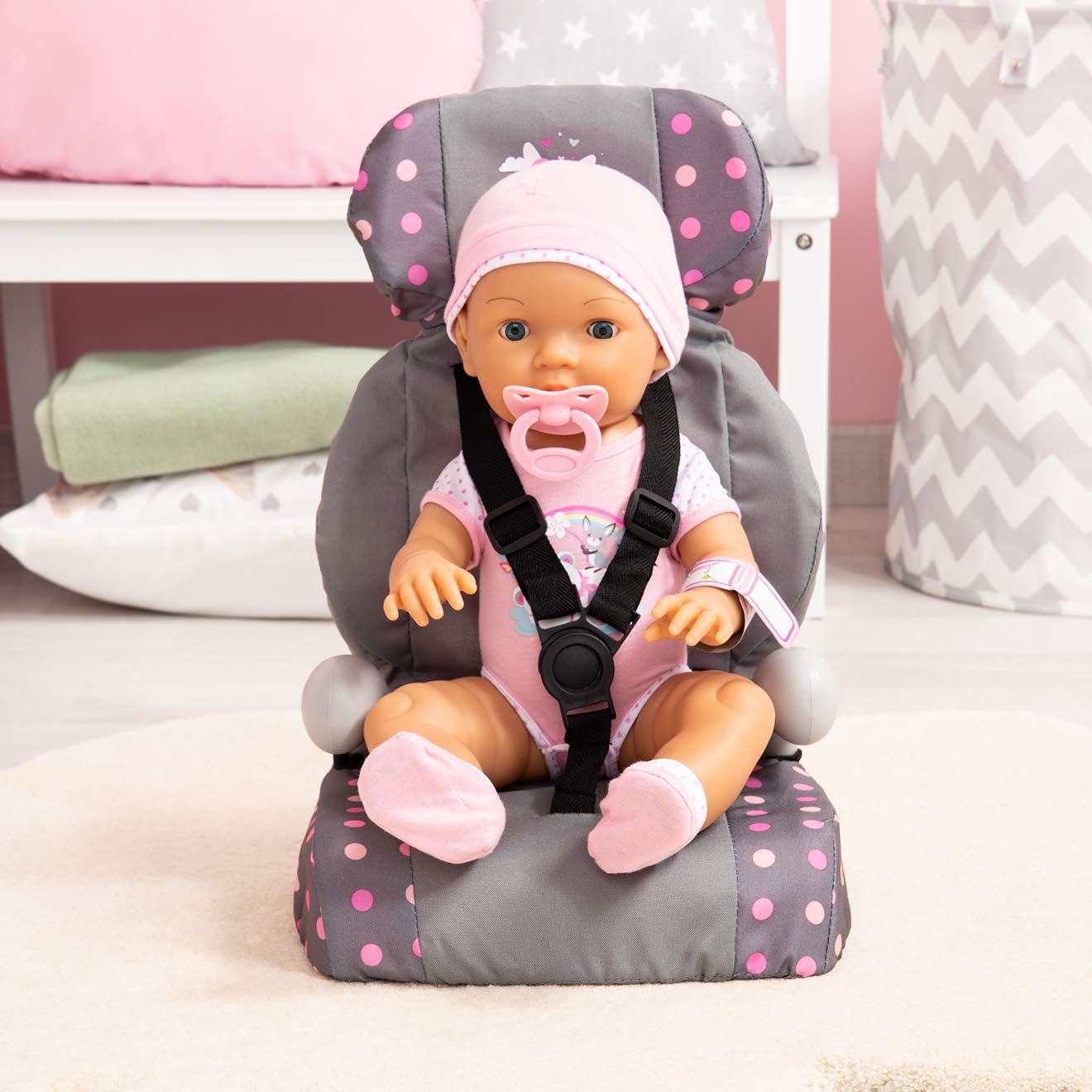 Doll's car, booster seat, doll accessories, Grey, Dotted With Fairy - Image 4