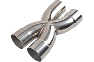 BIGREAT Exhaust Tip X Pipe 3'' Inch Inlet/Outlet Diameter, 12'' Inch Overall Length,Muffler Tip, Crossover X Pipe Polished Stainless Steel Weld On