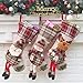 Aitey Christmas Stocking, Set of 3 Santa, Snowman, Reindeer, Xmas Character 3D Plush with Faux Fur Cuff Christmas Decorations and Party Accessory