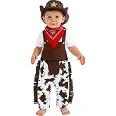 COSLAND 3pc Baby and Toddler Boys' Cowboy Outfit, Kids Halloween Costume, 3 Months-3T