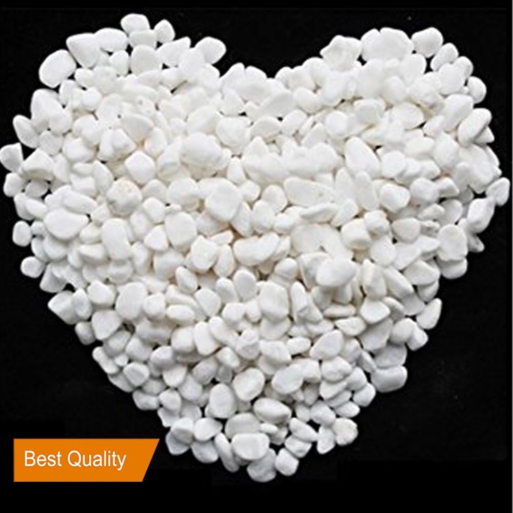 TOTAL HOME :1kg/Set White Pebbles White Stone Pebble Gravel Hydroponic Plants Potted Aquarium Gravel Decorations