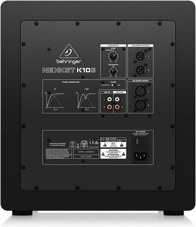 Behringer NEKKST K10S Audiophile 10" Studio Subwoofer with High Excursion Woofer, Black - Image 5