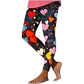 Womens Valentines Leggings Cute Love Heart Print Graphic Valentine Tight Slim Fit Soft High Waisted Yoga Pants
