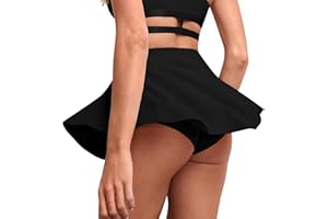 BZB Flowy Mini Skirt with Shorts Underneath Gym Yoga Workout Dance Tennis Short Skirts Sexy Outfit for Women