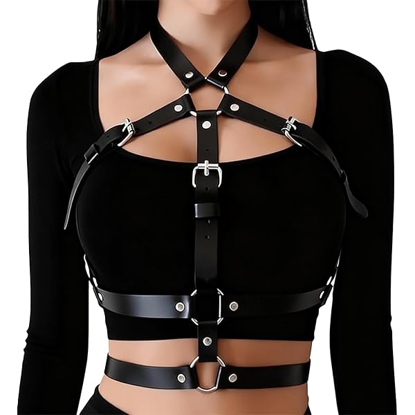 Kaufe Frauen Sexy Bein Kette Harness strumpfband Gürtel Taille Korsett Gürtel Leder Harness