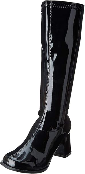 black patent leather gogo boots
