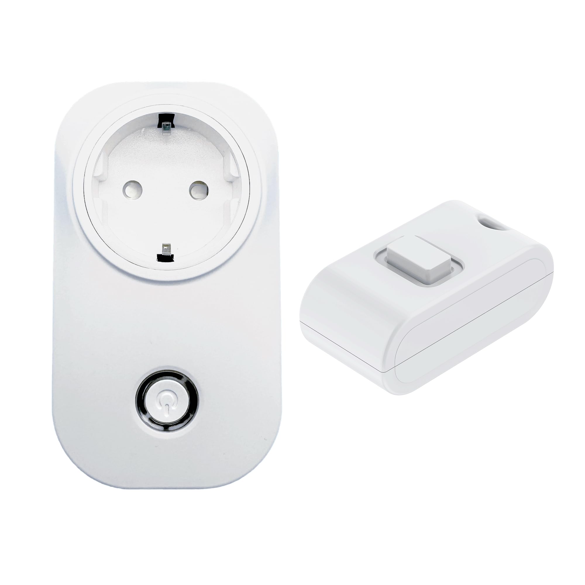 Funksteckdose mit Fernbedienung, Steckdose für Haushaltsgeräte und Lampen, 13A Ferngesteuerte Stecker, Reichweite 30 m, Programmierbar, 1 Steckdose mit 1 Fernbedienung, Weiß