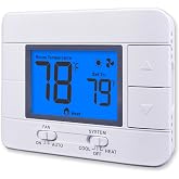 Aowel Non Programmable Thermostat for Home 1 Heat/ 1 Cool Single-Stage System, Temperature Control with Humidity Display (LCD Blue Backlit Screen)