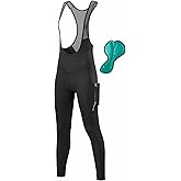qualidyne Women's Thermal Fleece 4D Padded Cycling Bib Tights with Pockets, Ankle Zips, Full-Length for Cold Weather