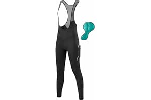 qualidyne Women's Thermal Fleece 4D Padded Cycling Bib Tights with Pockets, Ankle Zips, Full-Length for Cold Weather