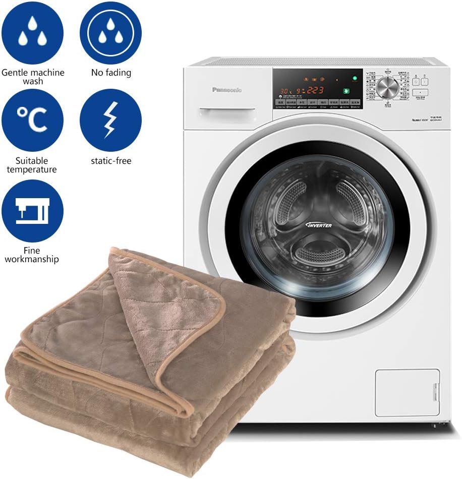 Electric Heated Throw Blanket 50 x 60 Inch, Cosy Fleece Heated Blanket with 4 Heating Levels and Overheating Protection System (Khaki): Kitchen & Dining