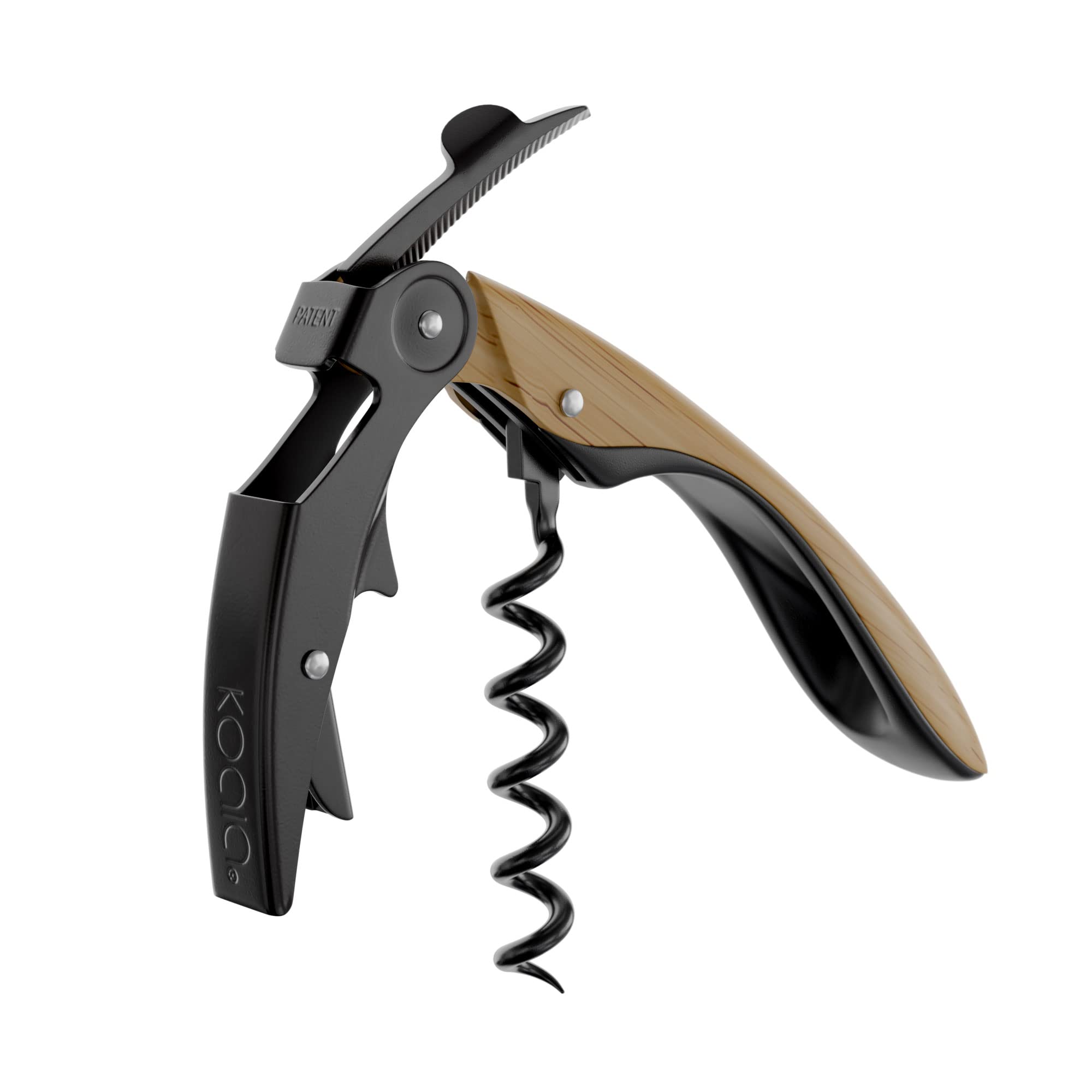 Koala Spain High Tech Two-Stroke Corkscrew, Patented Automatic Tab, Oak Effect Lacquer