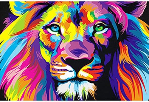ZEJEUER 5D DIY Diamond Painting By Number Kits Full Drill Animal Rhinestone Diamond Embroidery Paintings (Lion,20x30cm)
