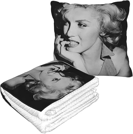 .Marilyn Monroe Car Pillow Blanket 2 in 1 Throw Blanket with Carry¨Cwarm Fleece