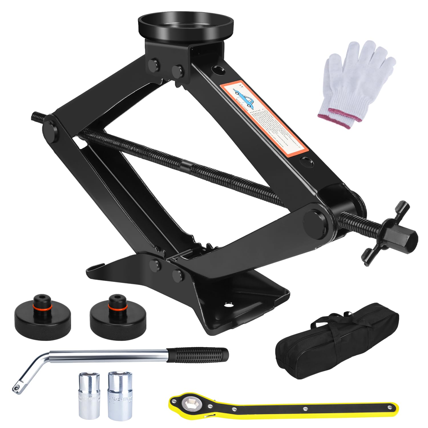 Photo 1 of AUTOINS Car Jack Kit for Tesla Model Y Model 3/S/X Lifting Jack,3 Ton Double Tooth Spiral Scissor Jack,Car Jack Set - Tire Change Kit with Ratchet Wrench and Jack Pad, AT-87HU1
