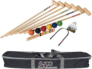 Qualitäts Krocketspiel / Krocket / Crocket für 6 Spieler (100 cm Erwachsenengröße) mit Transporttasche - Der Garten Spielspaß mit Qualitätsware aus Massivholz für die ganze Familie -Made in EU-3246