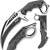M48 Liberator Falcon Karambit Knife | Vortec Belt Sheath | Cast Stainless Steel Blade | Black Oxide Coating | Injection Molded Nylon Handle | Open Ring Pommel