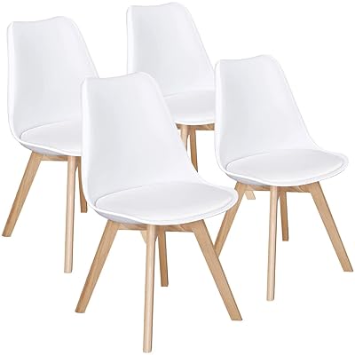 Yaheetech Dining Chairs 4-Piece Tulip Chair with Beech Wood Legs