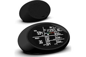 Langkou 11-in-1 Air Quality Monitor Indoor, CO2 Detector, CO2 Alarm, PM2.5, Temperature and Humidity Monitor, Battery Powered, for Home & Office & Hotel & Car, Indoor Portable Smart Air Quality Tester