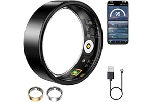 WNRTSA Smart Ring for Women & Men, Fitness Tracker with Heart Rate, Blood Oxygen, Sleep Monitoring, Long-Lasting Battery, IP68 Waterproof (Black, 10)