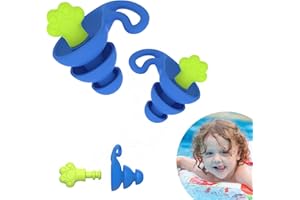 WOOTRIP Ear Plugs for Swimming Kids, 2 Pairs Waterproof & Reusable Swim Ear Plugs for Kids 3-6 Years-Includes Carrying Case for Swimming, Water Sports-S Size (Blue/Blue)