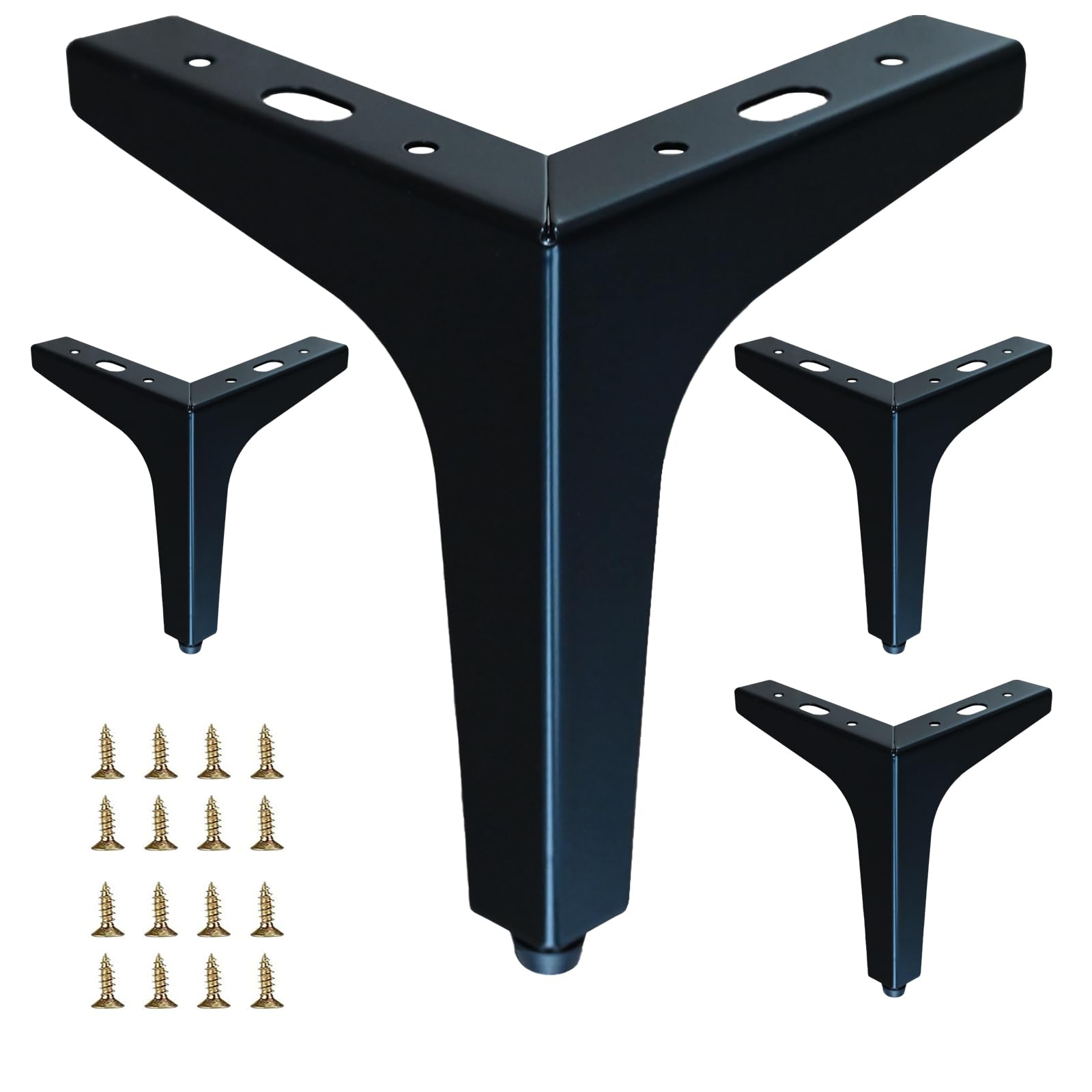 Photo 1 of 4 inch Matte Black Metal Furniture Legs Set of 4, Triangle Metal Furniture Feet, DIY Replacement for TV Stand, Sofa, Dresser, Cabinet, Vanity (Black)