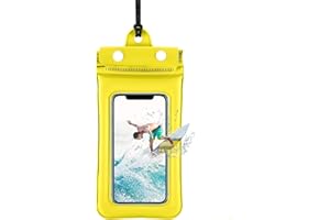 WOLTICS Universal Waterproof Phone Pouch Floating Waterproof Cellphone Dry Bag Floatable Phone Dry Bag Up to 7" with Lanyard for iPhone 15 14 13 12 11 /Samsung/Samsung Galaxy/Pixel/OnePlus/Sony Xperia(Yellow)