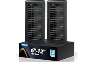 BYEWIRE 6x12 Floor Register, 2 Pack Heavy Duty Steel Walkable Floor Vent Covers, Easy Adjust Air Supply Lever, Vent Covers for Home Floor, Black