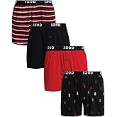IZOD Mens Boxer Shorts - 4 Pack Performance Knit Cotton Boxers for Men with Button Fly - Lightweight Mens Boxers, 4" Inseam