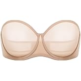 DELIMIRA Women's Cosnufy Strapless Bra Sheer Mesh Plus Size Unlined Underwire Bras